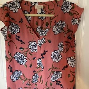 LOFT Dusty Rose Floral Blouse